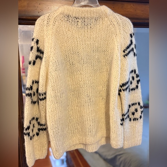 Tam Italia Vintage Mohair/Wool made in Italy Cream Black Patterned Women Sweater - Picture 3 of 8